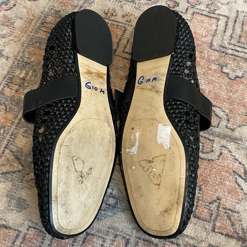 ZARA WOMAN LEATHER BASKET WEAVE MARYJANE FLATS Sz 40 (9) - Picture 6 of 8